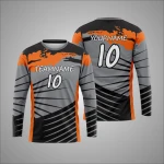 Premium Custom Black Grey Orange Abstract Sports Long Sleeve T Shirt New You Sports Design