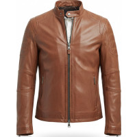 Desert Brown Waxed Leather Biker Jacket – Motorbike Riding Style - Sialwear International