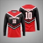 Camiseta Deportiva Roja Y Negra Personalizada Manga Larga NewYou Sports