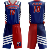 Blue Red Chevron Basketball Uniform