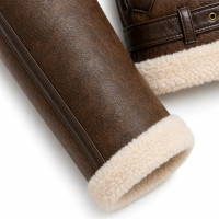 Distressed Brown Sheepskin Double Face Shearling Leather Jacket - Sialwear International