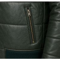 Men’s Green Sheepskin Leather Bomber Puffer Jacket – Premium Style - Sialwear International