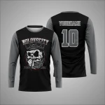 Premium Custom Black Grey Skull Graphic Sports Long Sleeve T Shirt New You Sports Design