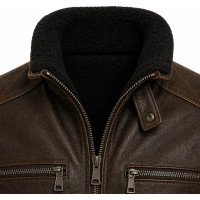 Men’s Vintage Distressed Brown Leather Trucker Jacket – Rugged Style - Sialwear International