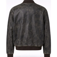 Black Distressed Leather Bomber Jacket – Premium Zipped Style - Sialwear International