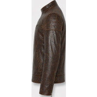 Men’s Distressed Brown Real Leather Jacket – Vintage Zip Style - Sialwear International
