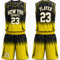Black Yellow Gradient Tech Basketball Uniform Set