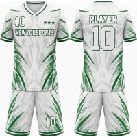 White and Green Abstract Performance Basketball Uniform Set