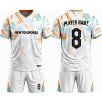 Ensemble Maillot et Short de Football Blanc Orange et Turquoise