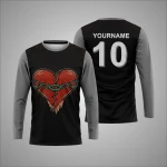 Camiseta Deportiva Negra Con Corazón Roto Personalizada New You Sports