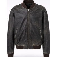 Black Distressed Leather Bomber Jacket – Premium Zipped Style - Sialwear International