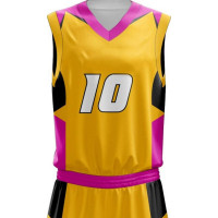 Yellow Black Chevron Basketball Uniform