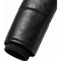 Men’s Black Real Leather Puffer Jacket – Detachable Hood & Quilted Fit - Sialwear International