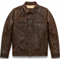 Men’s Brown Full Grain Leather Trucker Jacket – Classic Vintage Style - Sialwear International