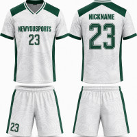 Weißes Performance Trikot- und Short-Set in Waldgrün