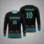T Shirt Sport Noir Turquoise Motif Tribal Personnalisé New You Sports