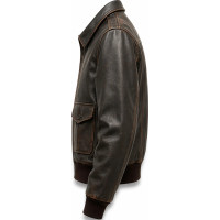 Men’s Distressed Brown Cowhide A2 Leather Bomber Jacket – Military Style - Sialwear International