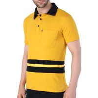 Men's Yellow Black Contrast Performance Polo
