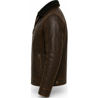 Men’s Vintage Distressed Brown Leather Trucker Jacket – Rugged Style - Sialwear International