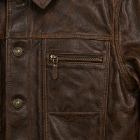Men’s Brown Full Grain Leather Trucker Jacket – Classic Vintage Style - Sialwear International