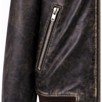 Black Distressed Leather Bomber Jacket – Premium Zipped Style - Sialwear International