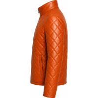Men’s Tan Brown Lambskin Leather Puffer Jacket – Quilted Winter Coat - Sialwear International