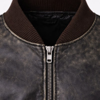 Black Distressed Leather Bomber Jacket – Premium Zipped Style - Sialwear International