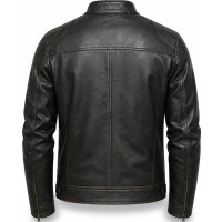 Men’s Vintage Distressed Cowhide Leather Jacket – Soft Real Leather - Sialwear International