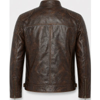 Men’s Distressed Black Real Leather Biker Jacket – Vintage Motorcycle Style - Sialwear International