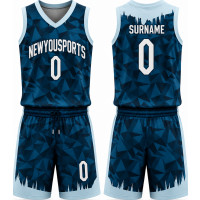 Maillot de Basketball Bleu à Motif Polygonal