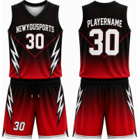 Rot-Schwarzes Basketballtrikot mit Blitzdesign