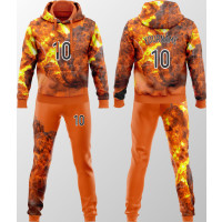 Individueller Orange Feuer Grafik Trainingsanzug New You Sports