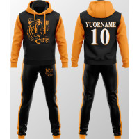 Premium Custom Black Orange Lion Graphic Tracksuit New You Sports Design