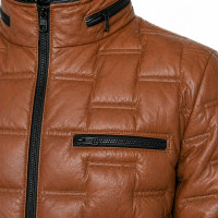 Quilted Sheep Nappa Leather Bomber Jacket – Insulated Puffer Style- Sialwear International