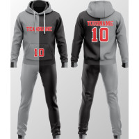 Survêtement Gris Noir Design Divisé Personnalisé New You Sports