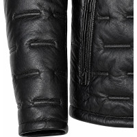 Cognac Black Leather Puffer Jacket – Detachable Hood & Zip Closure - Sialwear International