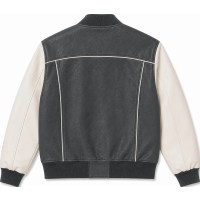 Black & White Embroidered Cotton Varsity Puffer Jacket – Down Filled - Sialwear International