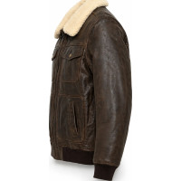 Men’s Brown Lambskin A2 Leather Shearling Bomber Jacket – Vintage Style - Sialwear International