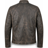 Men’s Distressed Brown Goatskin Leather Biker Jacket – Rub-Off Finish - Sialwear International