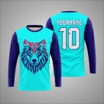 Individuelles Türkis Lila Wolf Sport Langarmshirt New You Sports