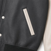 Black & White Embroidered Cotton Varsity Puffer Jacket – Down Filled - Sialwear International