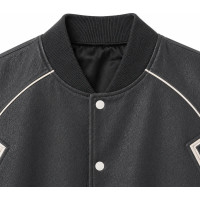 Black & White Embroidered Cotton Varsity Puffer Jacket – Down Filled - Sialwear International