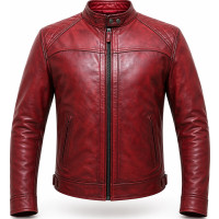 Men’s Red Vintage Lamb Nappa Leather Biker Jacket – Slim Quilted - Sialwear International