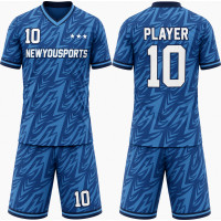 Ensemble de Basketball Bleu à Motif Abstrait Inspiré de l’Éclair