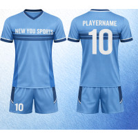 Светло‑Голубая Футбольная Форма С Горизонтальными Полосами New You Sports