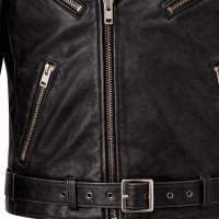 Black Distressed Genuine Leather Motorcycle Jacket – Brando Style- Sialwear International
