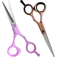 Set Profesional de Tijeras de Peluquería Rosa y Marrón
