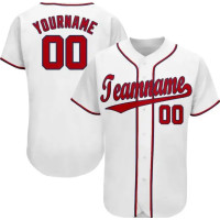 Jersey de Béisbol Blanco y Rojo con Rayas