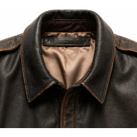 Men’s Distressed Brown Cowhide A2 Leather Bomber Jacket – Military Style - Sialwear International