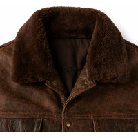 Men’s Brown Distressed Buffalo Leather Jacket – Rugged Four Pocket Style - Sialwear International